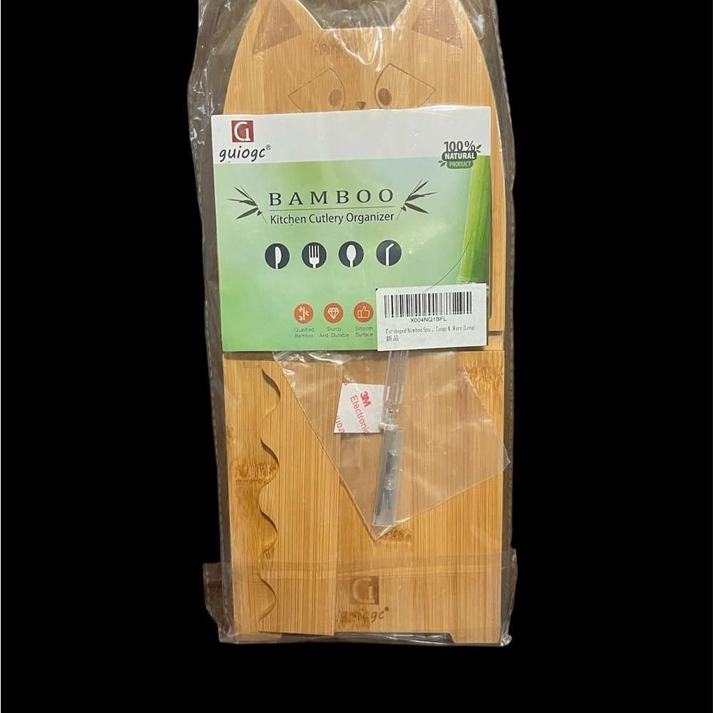 Guiogc Bamboo Kitchen Cutlery Organizer
